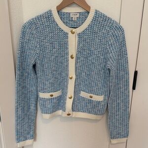 J. Crew Blue and Cream Women's Cardigan